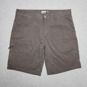 Mountain Khakis Shorts 36x10 Brown Relaxed Fit Flat Front Chino Hiking Cotton